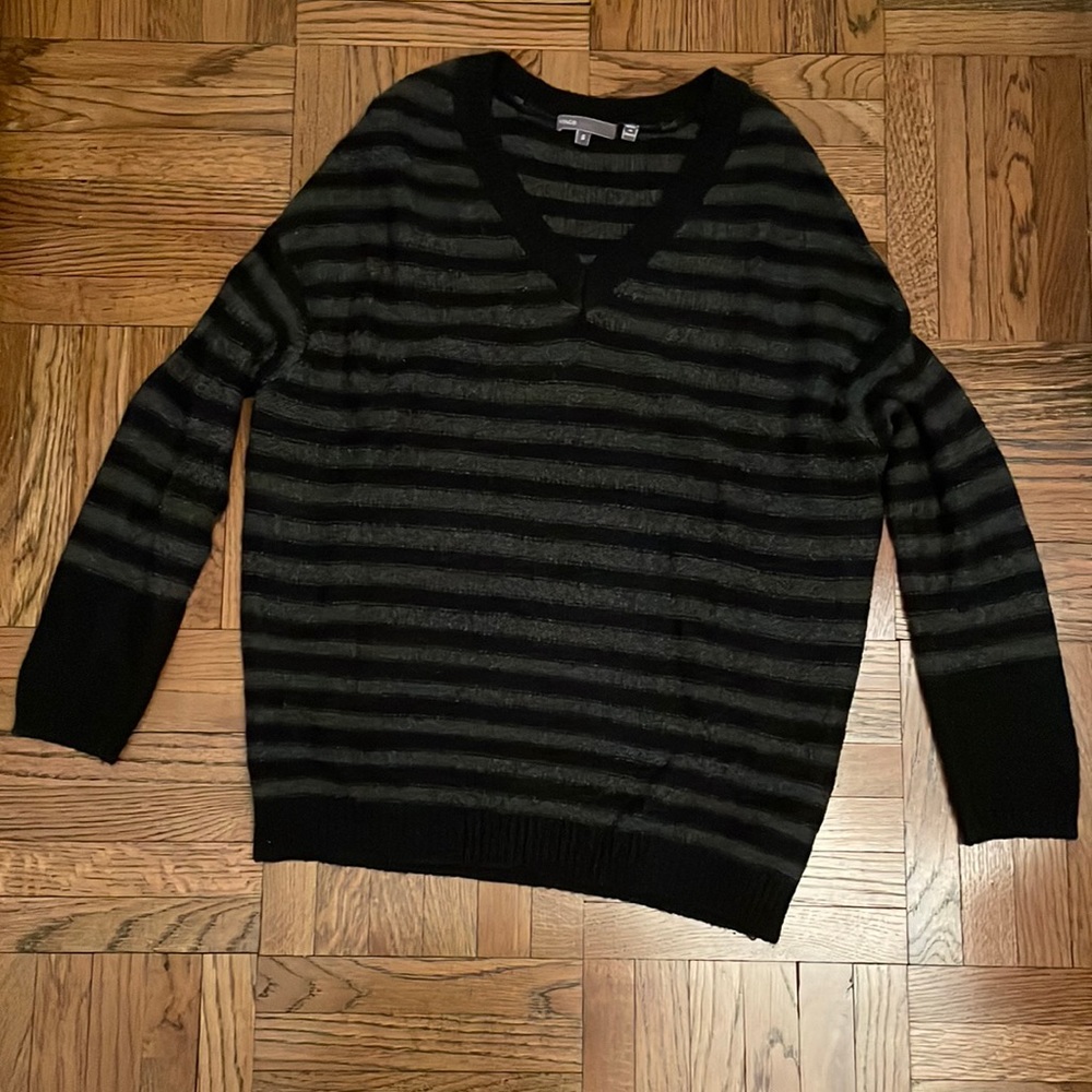 Vince V-neck Grey and Black Sweater
